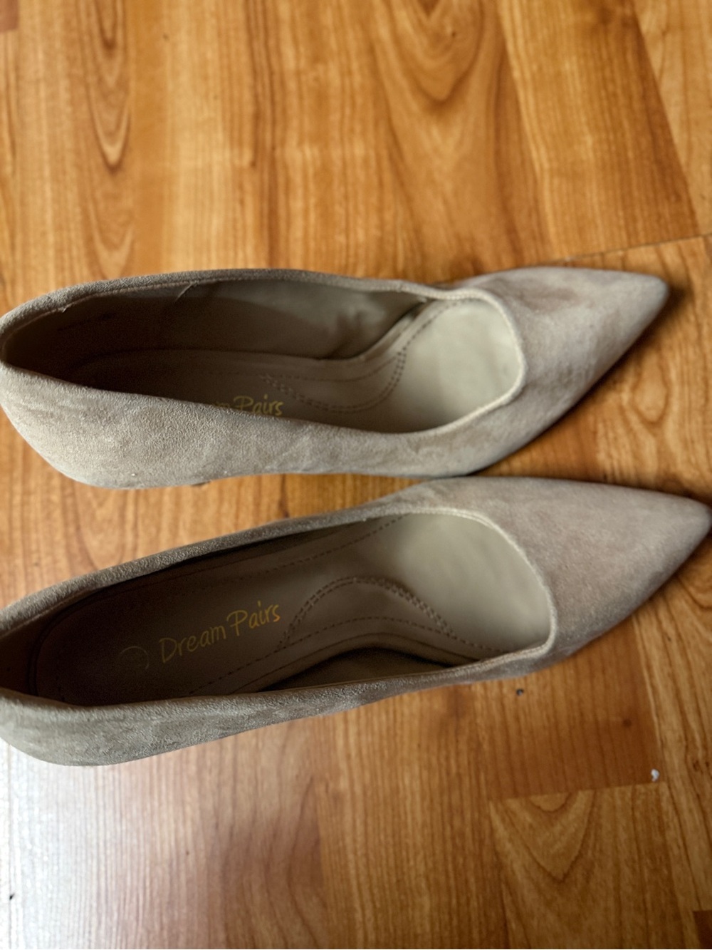 Dream Pairs Taupe Suede Pointed Toe Pumps